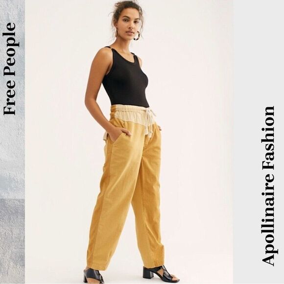 FREE PEOPLE MIXED UP UTILITY PANTS IN TAN COMBO SIZE MEDIUM NEW - Picture 1 of 7